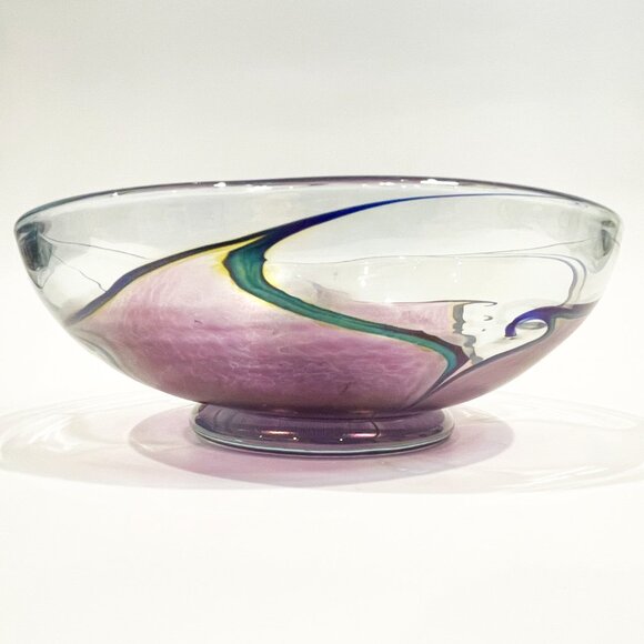 Robert Held Art Glass Iridescent  Purple, Blue, Yellow 8” Bowl (unsigned) - Picture 8 of 8